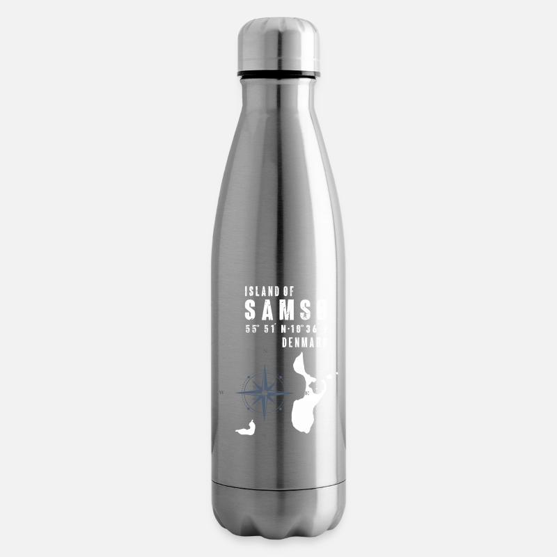 Samsø Samsoe Inselumriss Kompass - Isolierflasche - Lightsilver