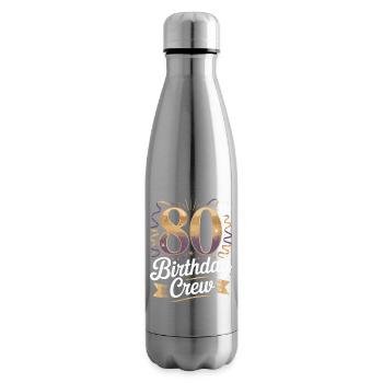 80th birthday crew - Insulated Water Bottle - silver - Right