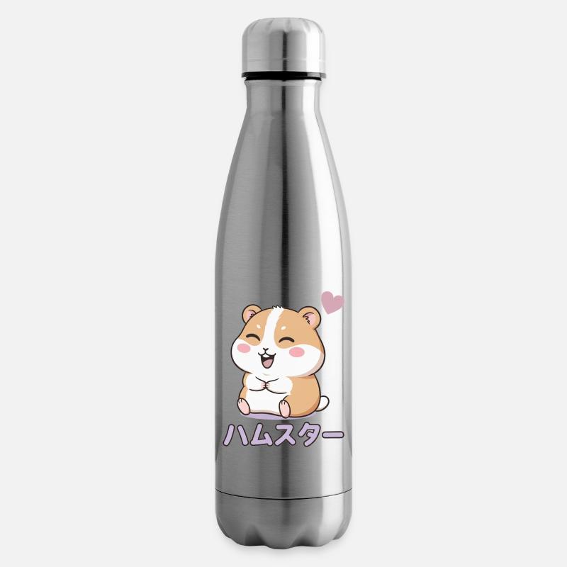 Kawaii Hamster Herzglück - Isolierflasche - Lightsilver