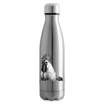Fans de poulet - Coq - Coq - Poulet fleur - Bio - Bouteille isotherme - argent clair - Droite