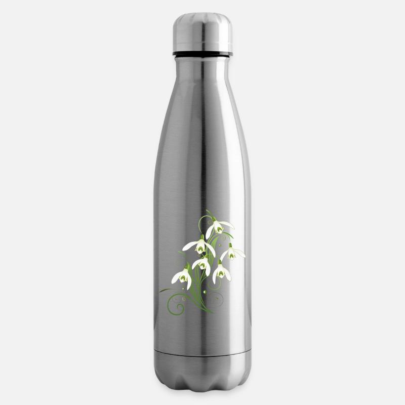 Fleurs de perce-neige. Le printemps arrive. - Bouteille isotherme - argent clair