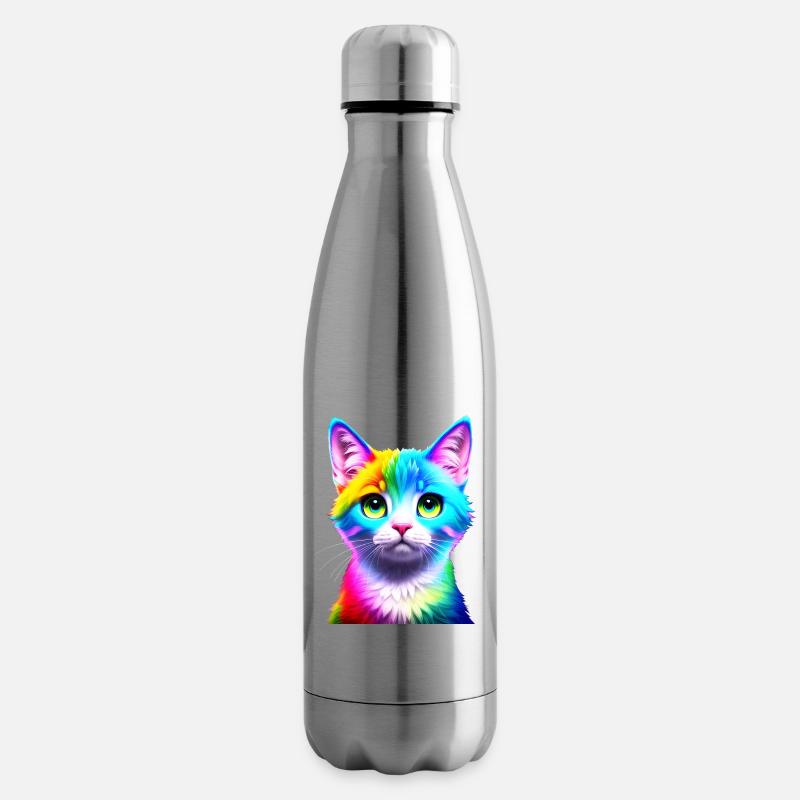 Regenbogenkatze Neonkunst - Isolierflasche - Lightsilver
