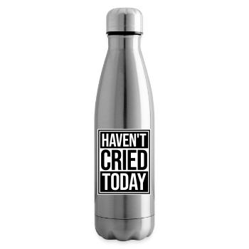 Haven't Cried Today Saying Funny Emotional Irony - Insulated Water Bottle - silver - Right