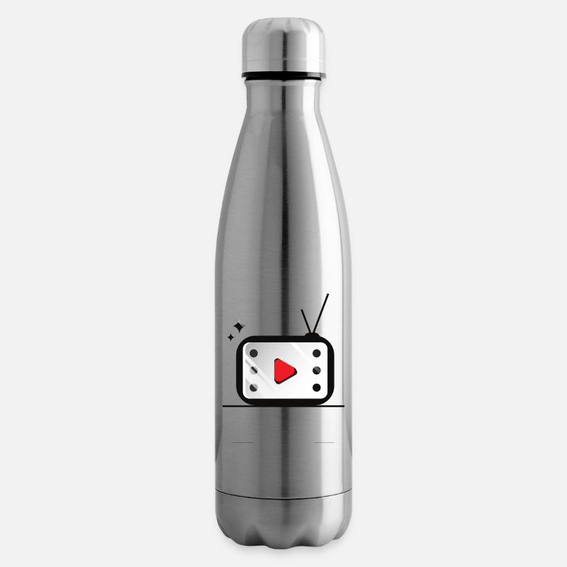 Retro TV Play Button Pattern - Insulated Water Bottle - silver