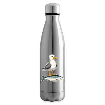 Möwe auf Forelle Cartoon - Isolierflasche - Lightsilver - Rechts