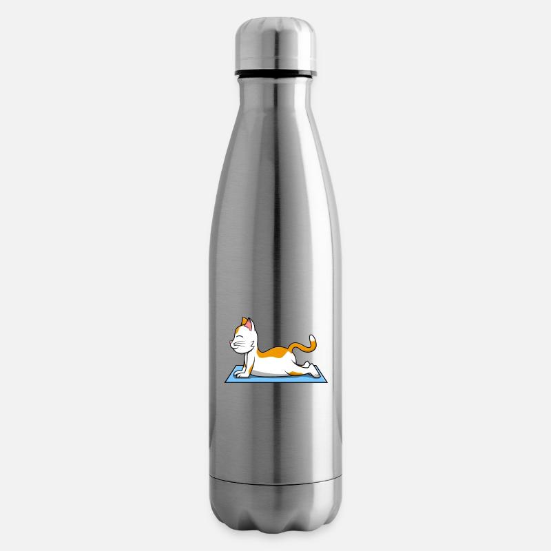 Katze Yoga - Isolierflasche - Lightsilver