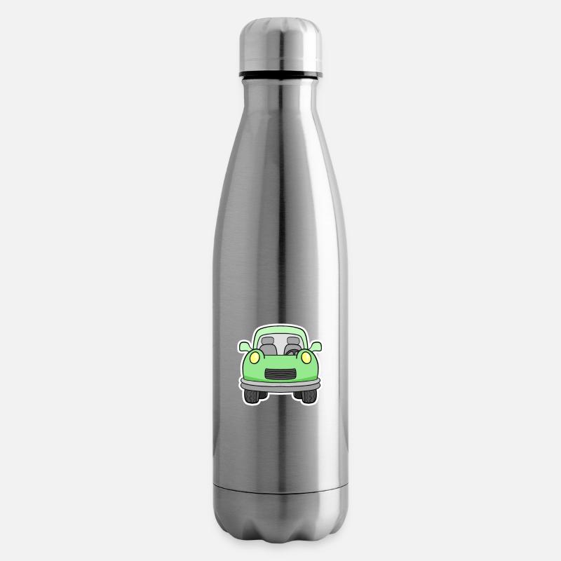 Fröhlicher Grünwagen Frontansicht - Isolierflasche - Lightsilver