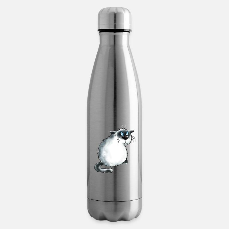 Grumpy Siamese Cat I Cat Friends Gift - Insulated Water Bottle - silver
