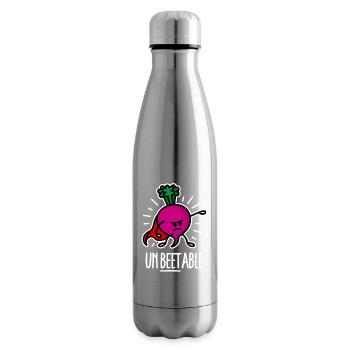Funny Beets Beetroot Superhero Word Game Cartoon - Insulated Water Bottle - silver - Right