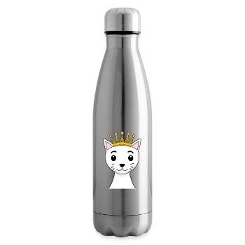 Chat avec couronne - Angora turc avec couronne - Bouteille isotherme - argent clair - Droite