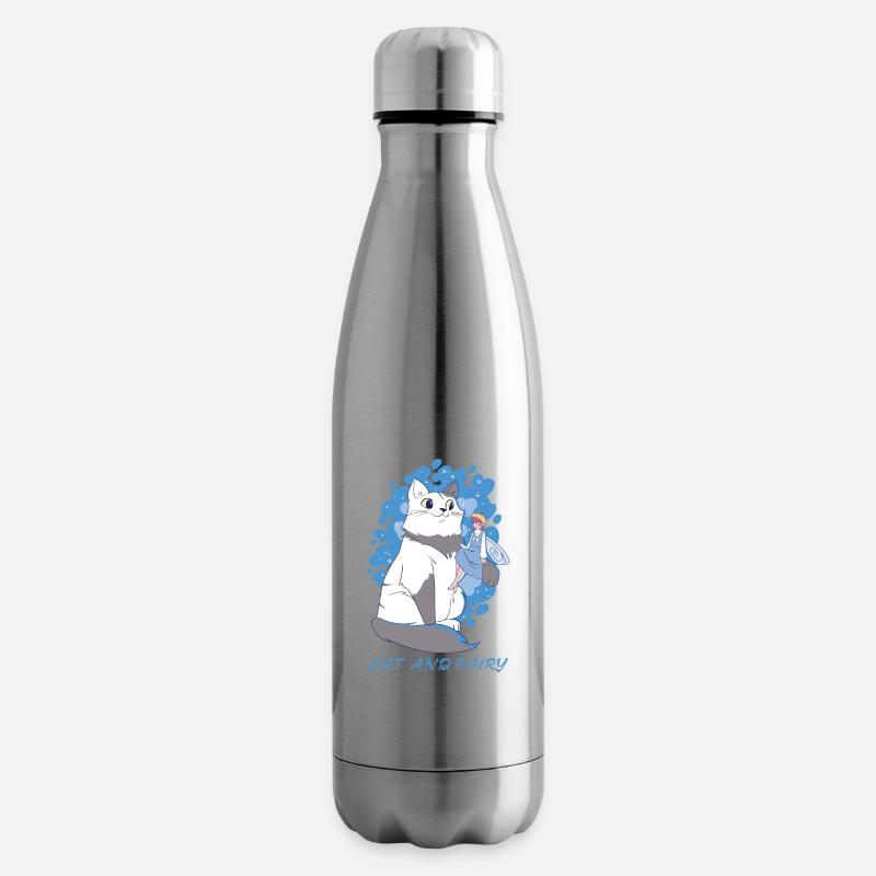 Chat et fée - Bouteille isotherme - argent clair