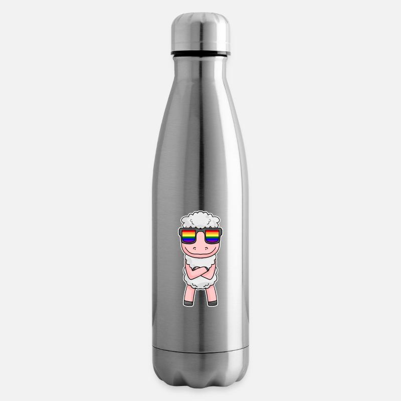 Gay Regenbogen - Schaf mit Brille - Isolierflasche - Lightsilver