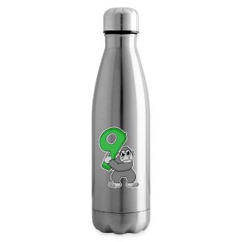 9 ans - 9e anniversaire avec motif animalier - Bouteille isotherme - argent clair - Droite