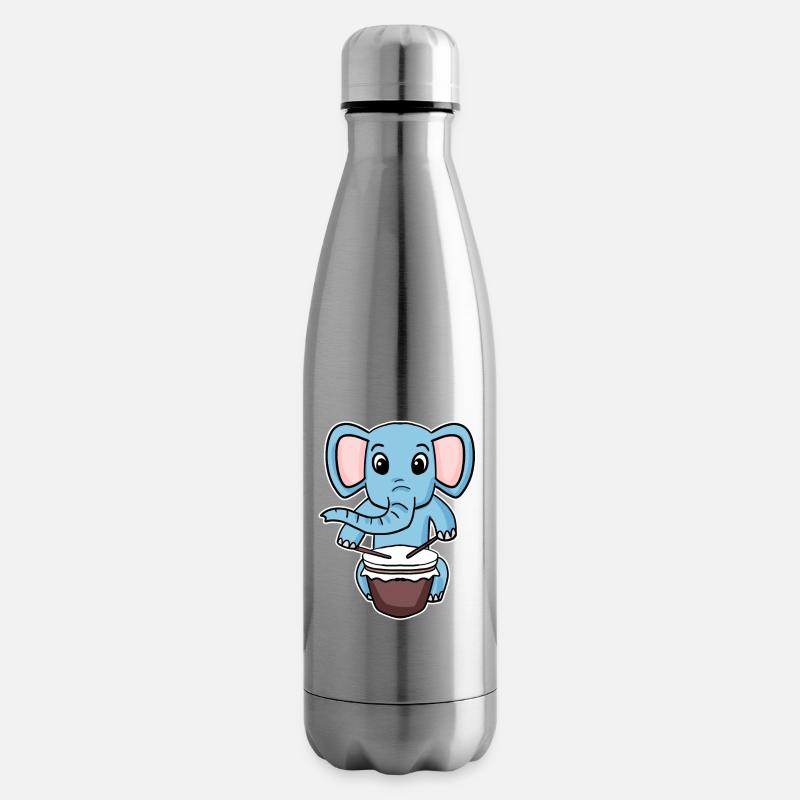 Elefant Trommel Motiv - Isolierflasche - Lightsilver