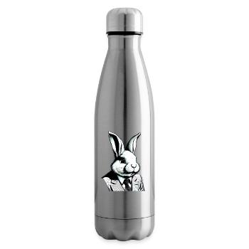 lapin de Pâques élégant avec costume et cravate - Bouteille isotherme - argent clair - Droite