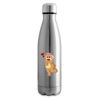 Bear Bride Veil Wedding - Insulated Water Bottle - silver - Right