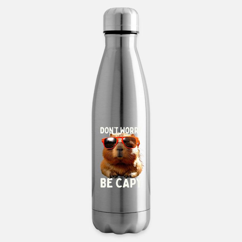 Capybara Ne t’inquiète pas être Capy Capybara Rongeur - Bouteille isotherme - argent clair
