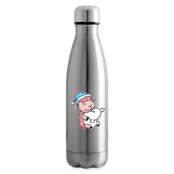 Mouton avec oreiller et bonnet somnolent - Bouteille isotherme - argent clair - Droite