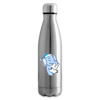 Éléphant avec oreiller et bonnet somnolent - Bouteille isotherme - argent clair - Droite