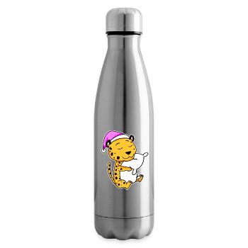 Cheetah Tired Sleeping Sleeping Girl - Insulated Water Bottle - silver - Right