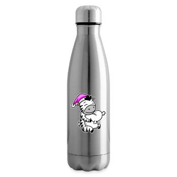 Zebra Tired Sleeping Sleeping Girl - Insulated Water Bottle - silver - Right