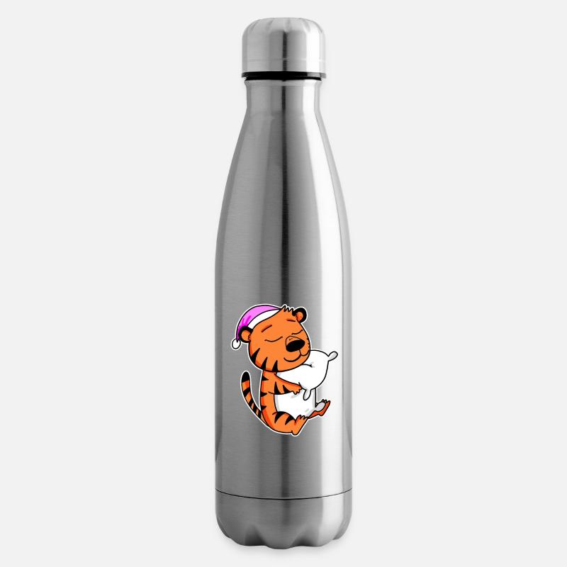 Tiger Müde Ausschlafen Schlafen Mädchen - Isolierflasche - Lightsilver