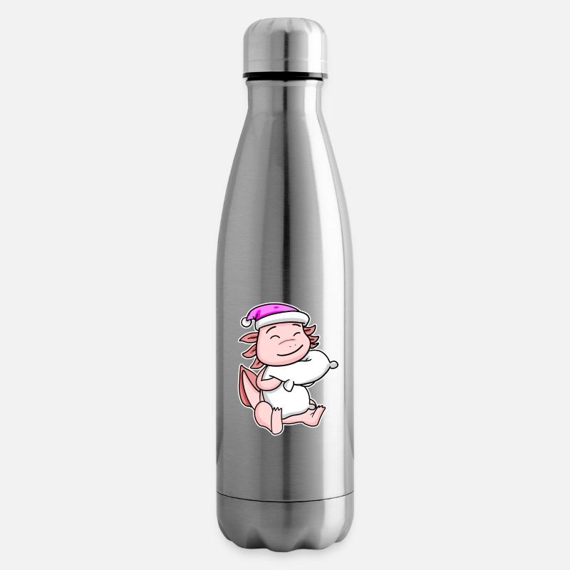 Axolotl Müde Ausschlafen Schlafen Mädchen - Isolierflasche - Lightsilver