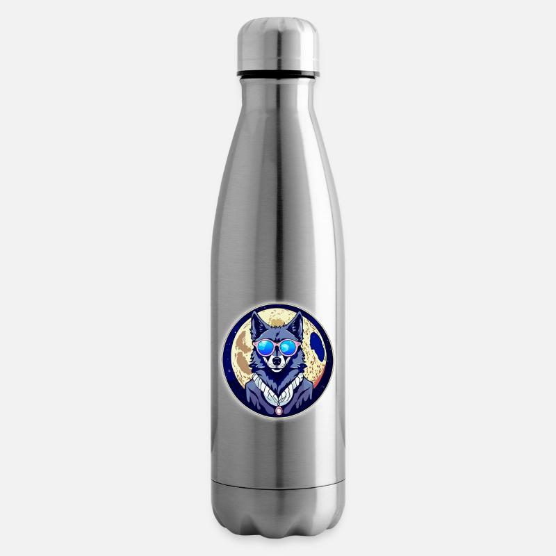 Wolf auf dem Mond - Isolierflasche - Lightsilver