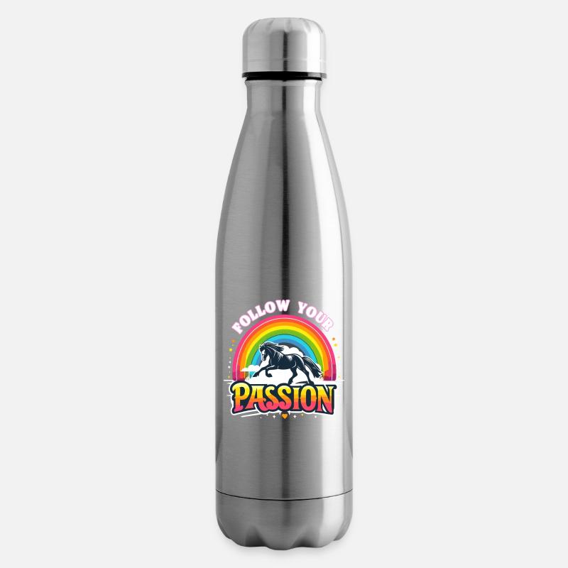 Follow Your Passion Pferd Reiterin - Isolierflasche - Lightsilver