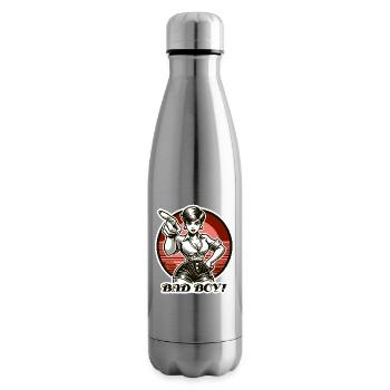 Naughty woman scolds bad boys, bad boy! - Insulated Water Bottle - silver - Right