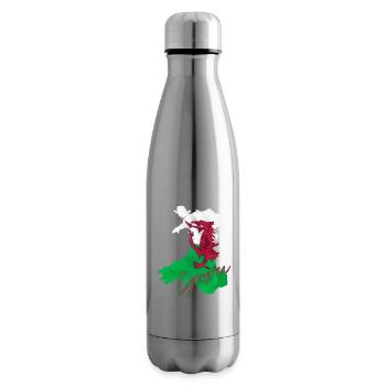Flagge von Wales, walisischer Stolz - Isolierflasche - Lightsilver - Rechts