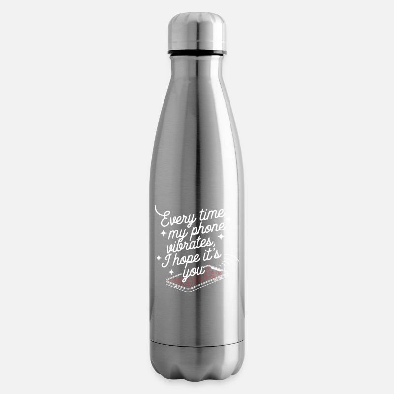 Simple Vibes – Sauberes Telefontext-Design mit Herzen - Isolierflasche - Lightsilver