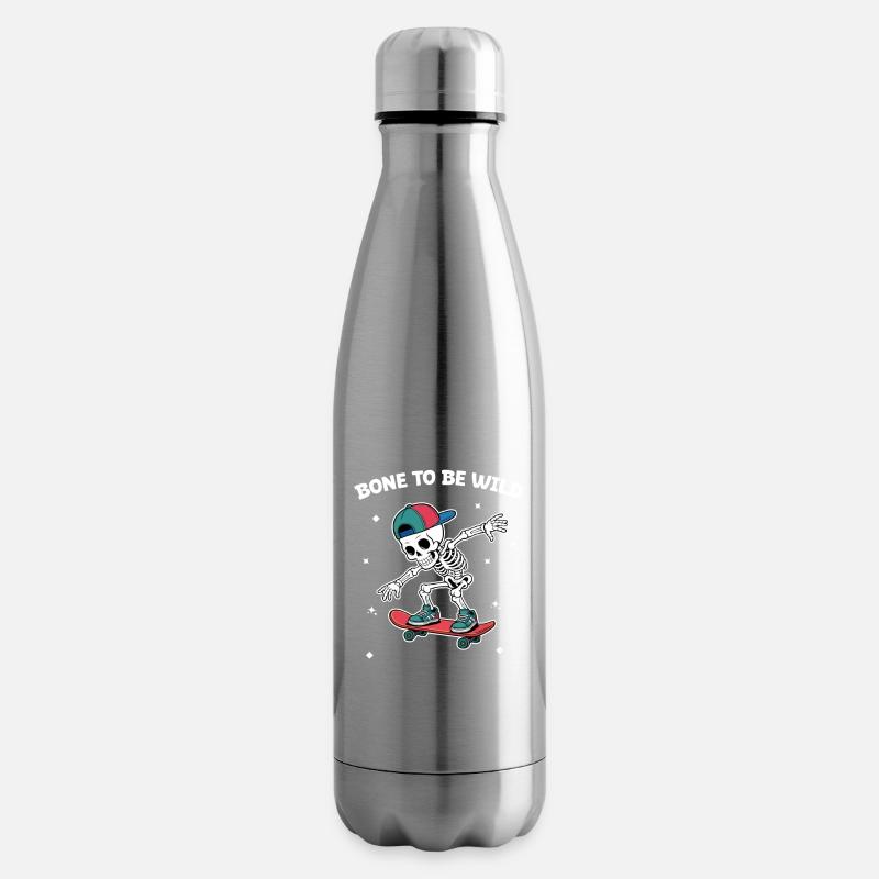 Skull Skeleton Skateboard Adventure - Bouteille isotherme - argent clair