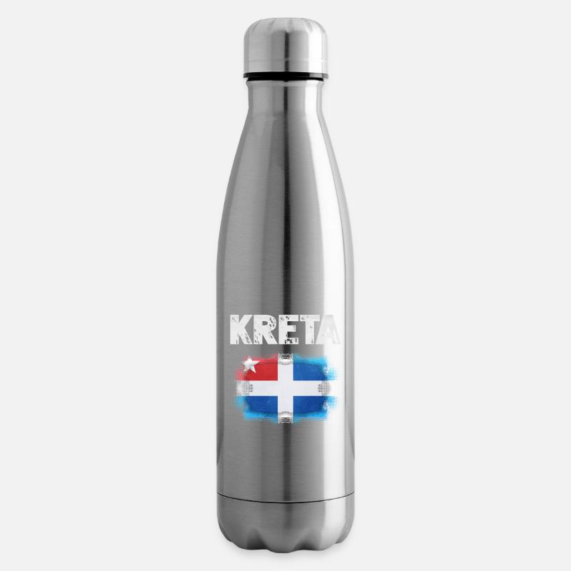 Kreta Flagge Design mit Wasserfarben-Effekt - Isolierflasche - Lightsilver