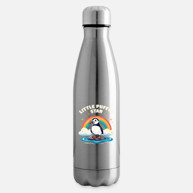 Kleiner Puffin Star – Papageitaucher Regenbogen - Isolierflasche - Lightsilver
