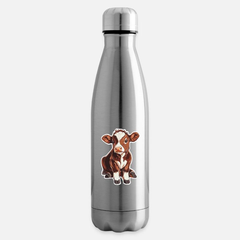 Vache - Bouteille isotherme - argent clair