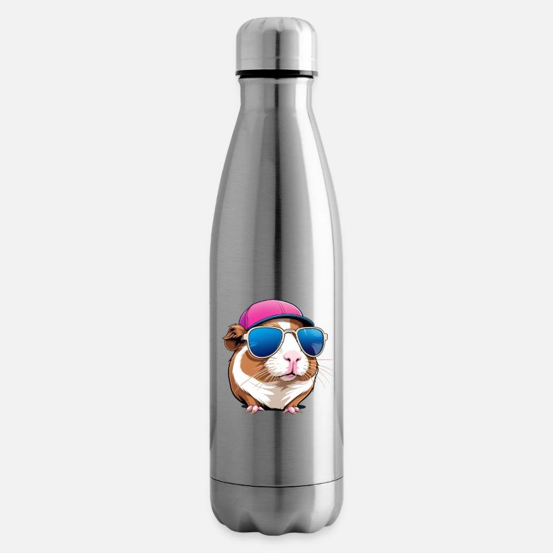 Sonnenbrillen-Hamster mit Cap - Isolierflasche - Lightsilver
