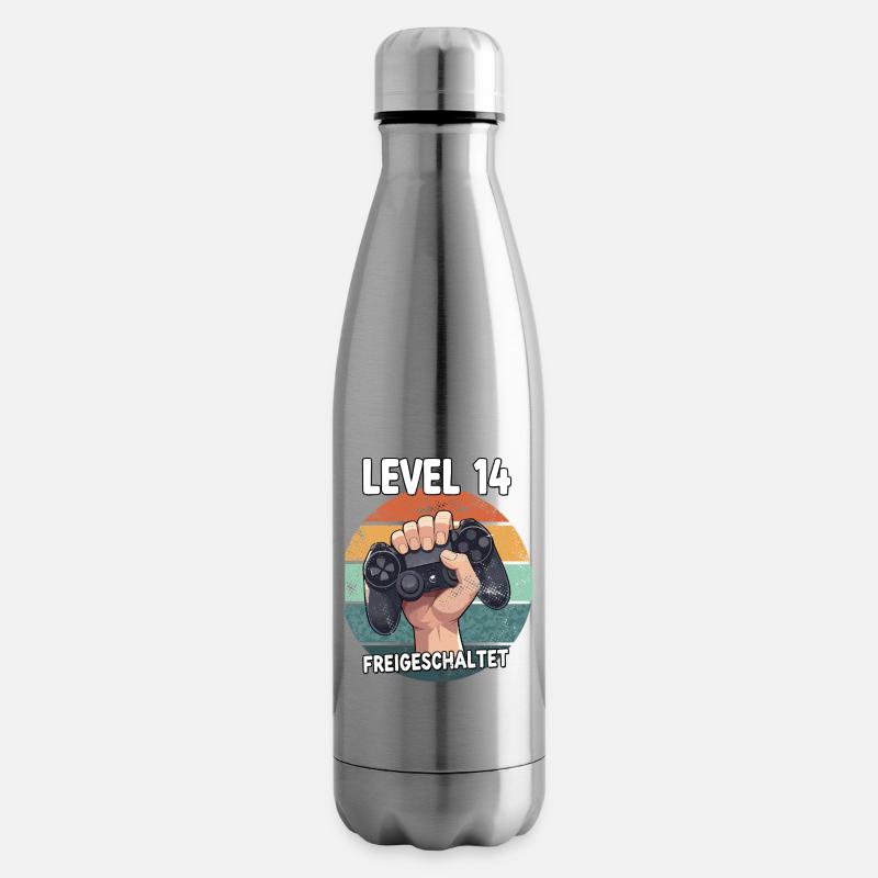 Manette déverrouillée de niveau 14 - Bouteille isotherme - argent clair