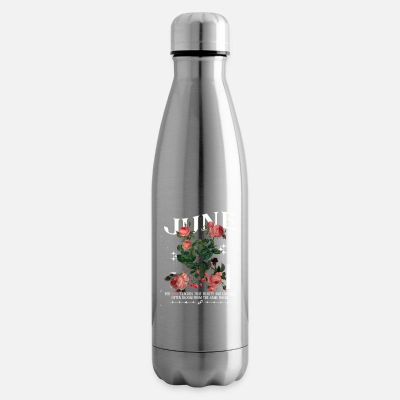 Geburtsblumen Geburtsblume Juni Rose - Isolierflasche - Lightsilver