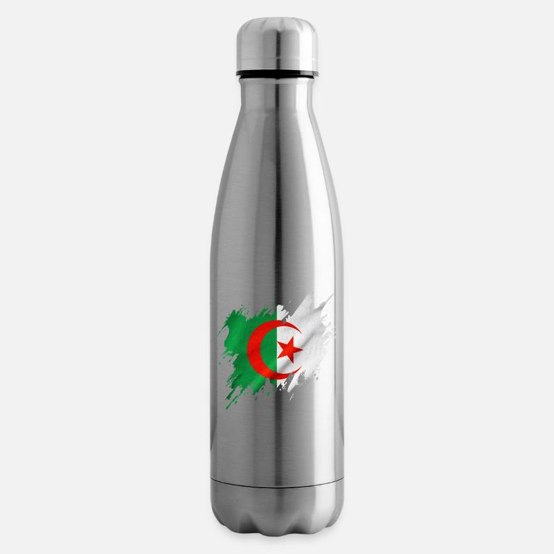 Drapeau de l’Algérie, style déchiré - Bouteille isotherme - argent clair