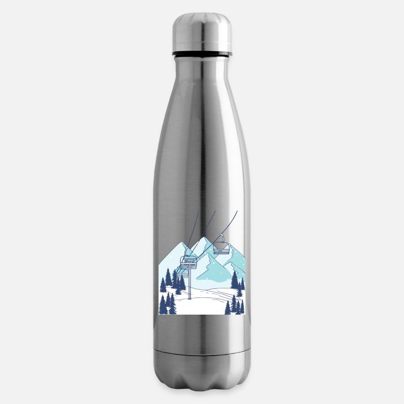 Skilift Berg Winterlandschaft - Isolierflasche - Lightsilver