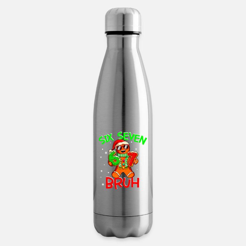 67 Christmas 6 7 Meme Gingerbread - Isolierflasche - Lightsilver