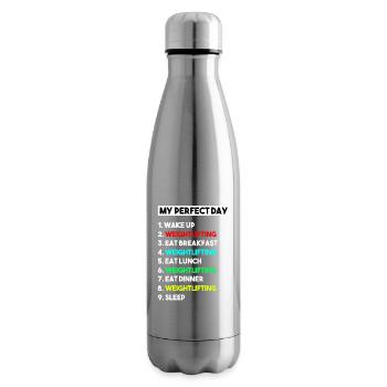 My Perfect Day Weightlifting Funny Gym Workout Gif - Insulated Water Bottle - silver - Right