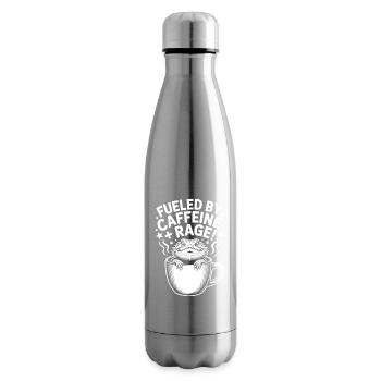 Coffee Sayings Caffeine Funny Coffee Gift - Insulated Water Bottle - silver - Right