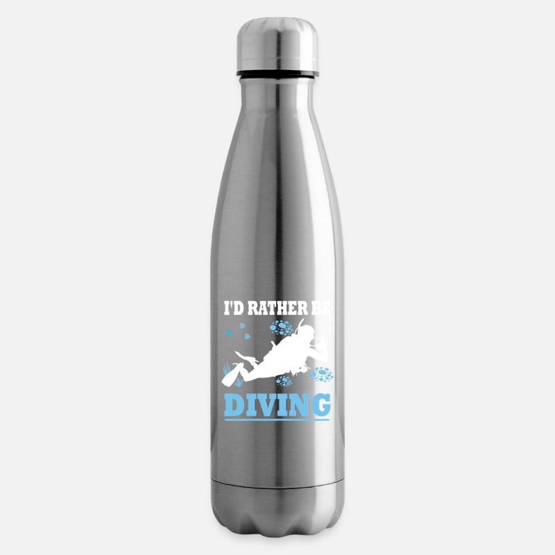 I'd rather be diving - Diver Saying Gift - Insulated Water Bottle - silver