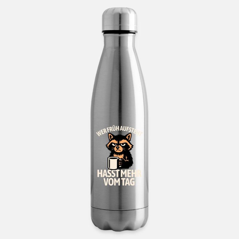 Waschbär - Wer früh aufsteht hasst mehr vom Tag - Isolierflasche - Lightsilver