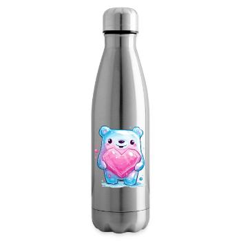 Cuddly bear with heart crystal - Insulated Water Bottle - silver - Right