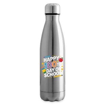 100. Schultag Neon Design - Isolierflasche - Lightsilver - Rechts