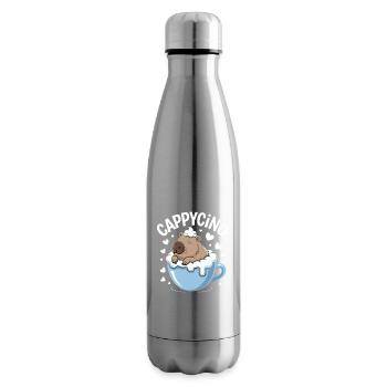 CAPPYCINO Drôle de dicton au café de capybara pour - Bouteille isotherme - argent clair - Droite
