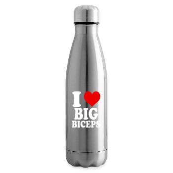 I Love Big Biceps Funny GYM Fitness Gym - Insulated Water Bottle - silver - Right